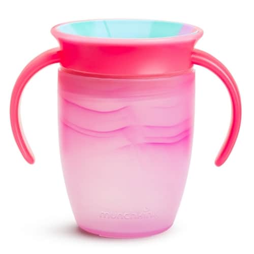 Taza antigoteo Miracle 360º con asas 200ml &#8211; Tropical Rosa