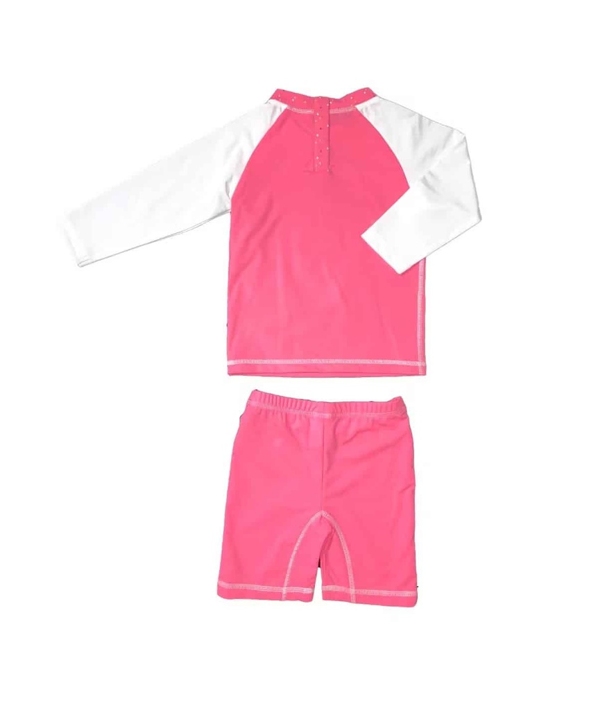 Conjunto bañador protector uv rosa espalda