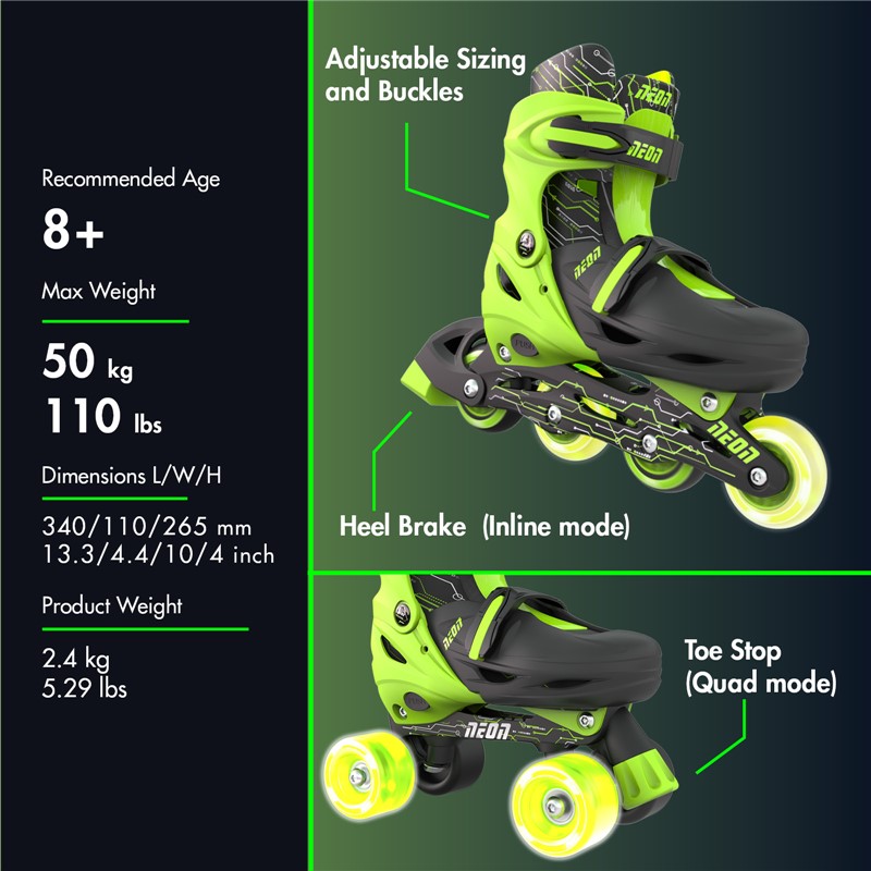 PATINES COMBO NEóN VERDE T.30-33 YVOLUTI