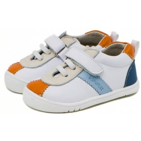 Piruflex - Zapatilla respetuosa Blanco/Naranja/Azul