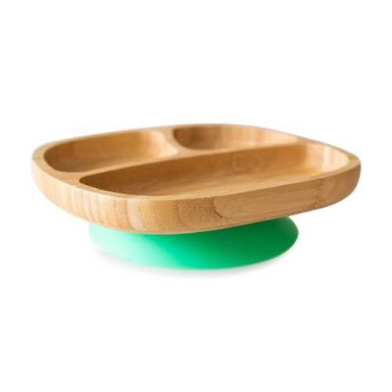 Plato toddler con ventosa - EcoRascal - Verde