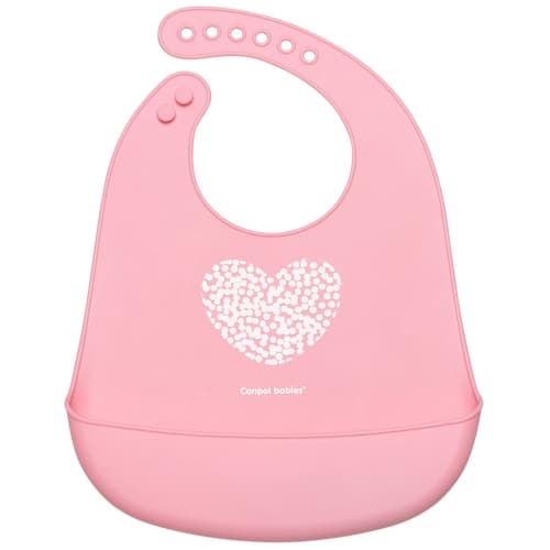 Babero de silicona con bolsillo Corazón - Rosa