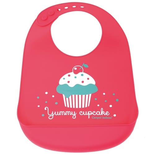 Babero de silicona con bolsillo Cupcake - Rojo