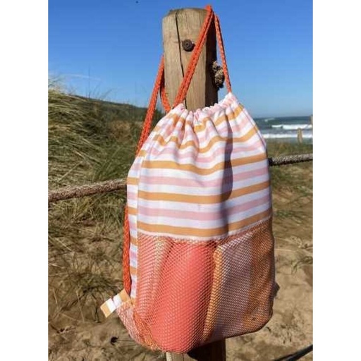 Mochila saco antiarena - Coral y Mostaza