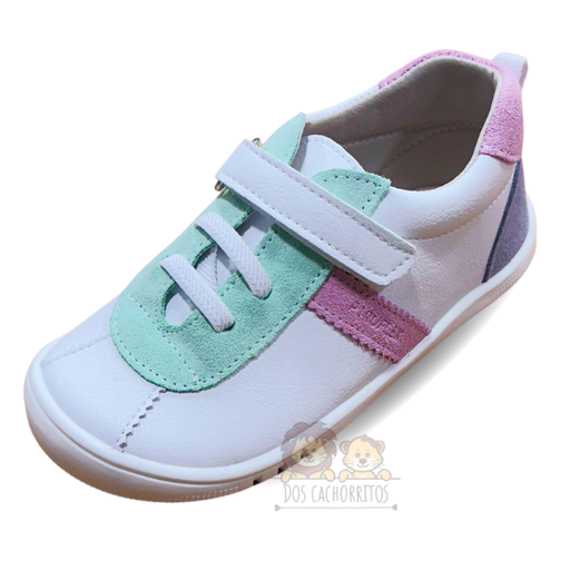 Zapatilla respetuosa Micro Blanco / Rosa + Verde