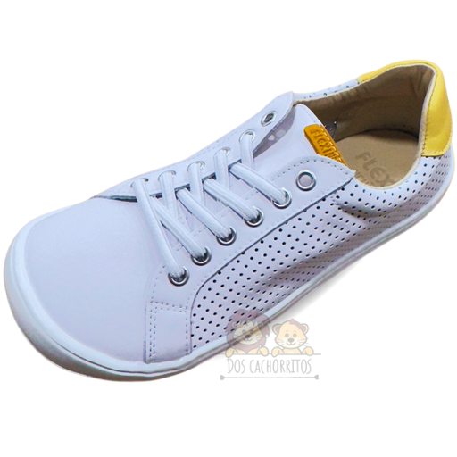 Zapatillas respetuosas Flexi Nens Adulto - Blaco/Amarillo perforado