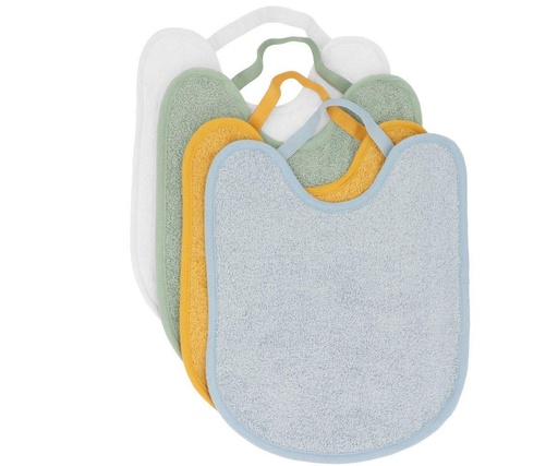 Pack de 4 Baberos Impermeables – Blue, Mustard, Sage, Ivory