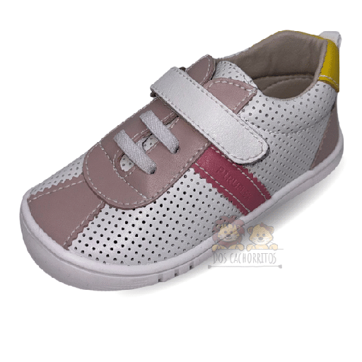 Zapatillas perforadas Piruflex - Blanco con Rosa/Amarillo